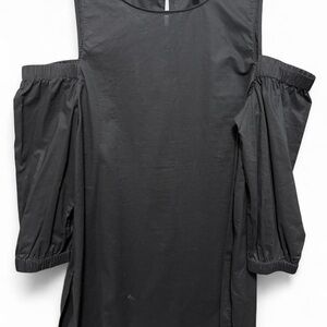 Daniel Cremieux Black Cold-Shoulder Puff Sleeve Blouse